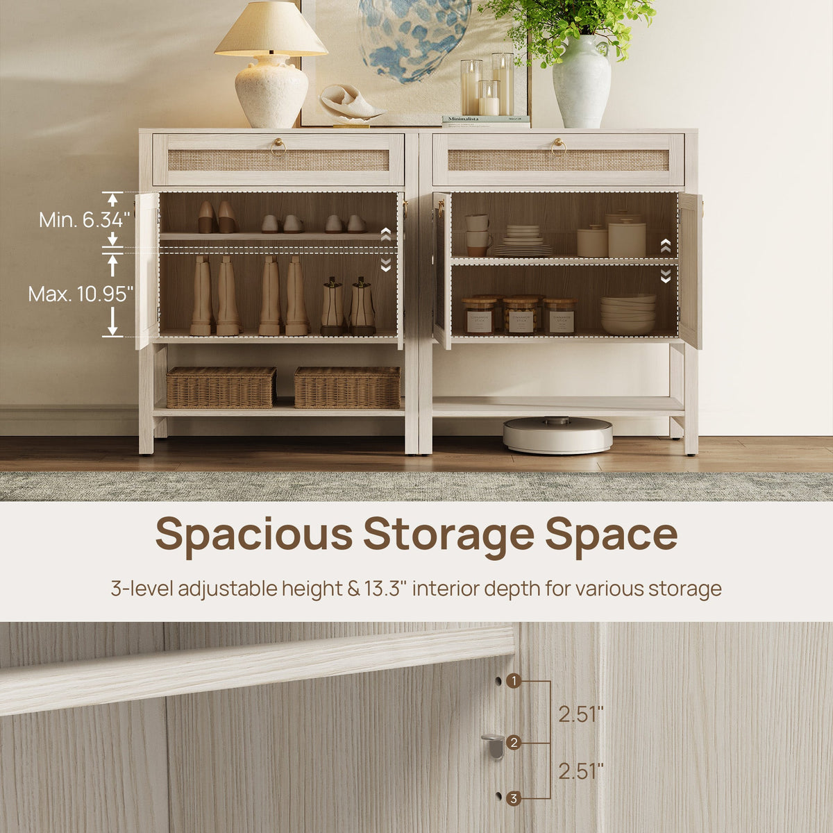 Terra Modern Sideboard, Flexible Storage - Carbon Cherry - 2 Pieces