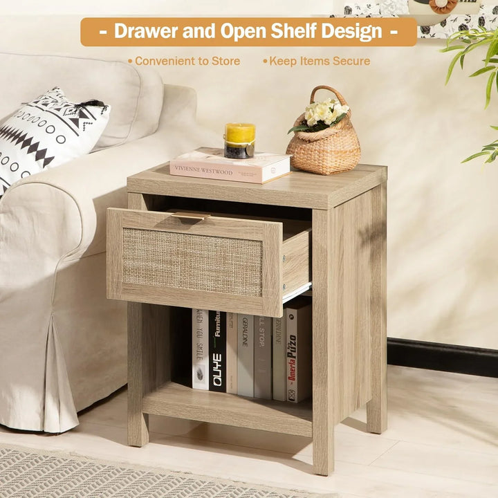 Savanna Rattan Nightstand for Bedroom