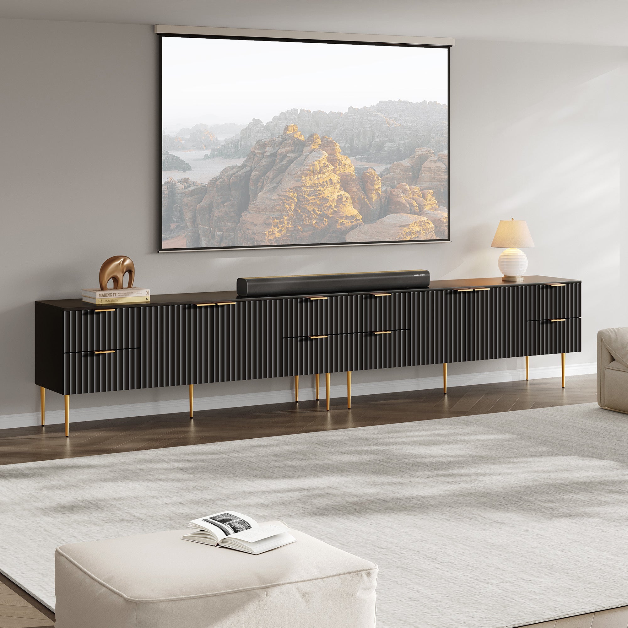 Opus Black TV Stand, Large Storage