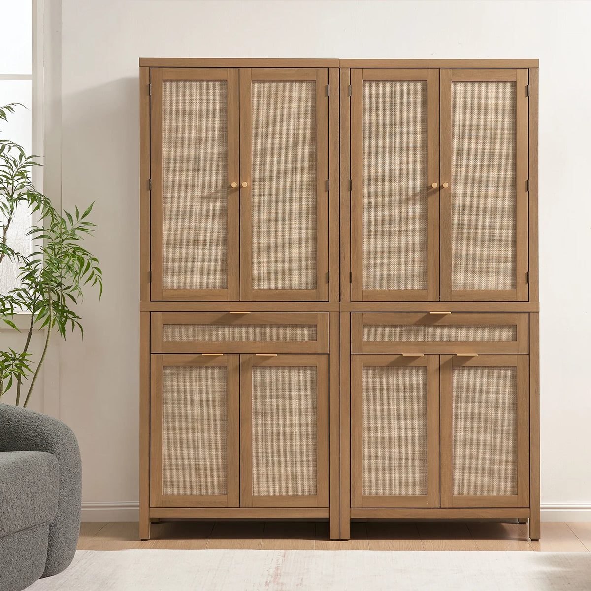 Savanna Pantry Cabinet,Rattan Door