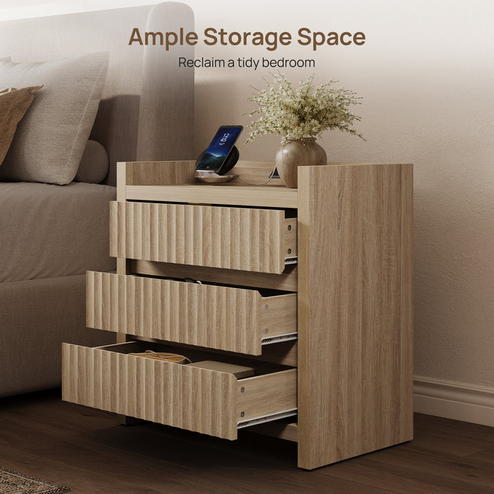 Prelude 3-Drawer Nightstand, Charging Station