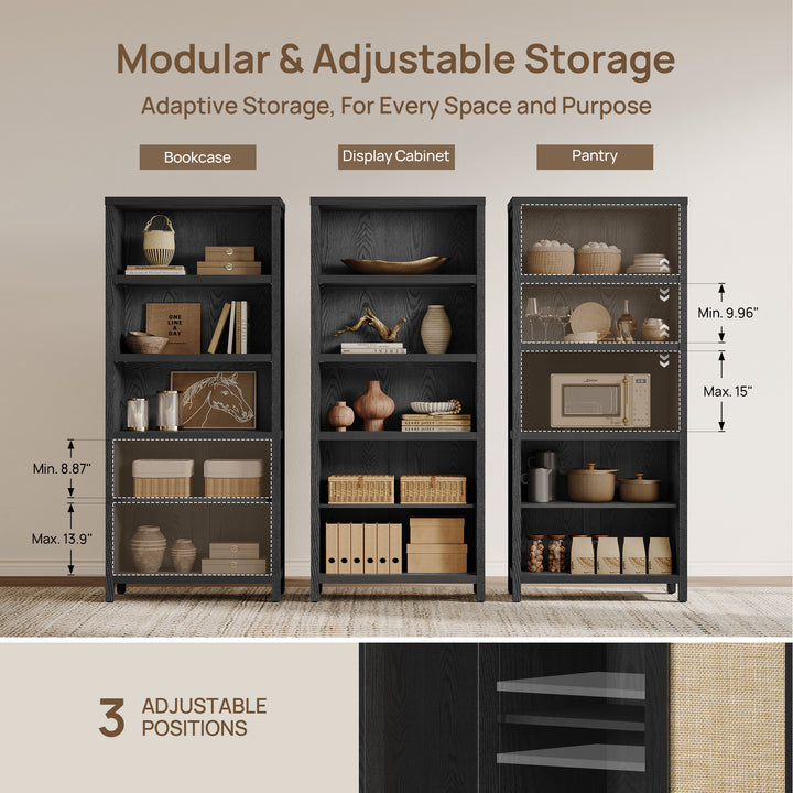 Savanna 70.9'' Tall Black Bookcase