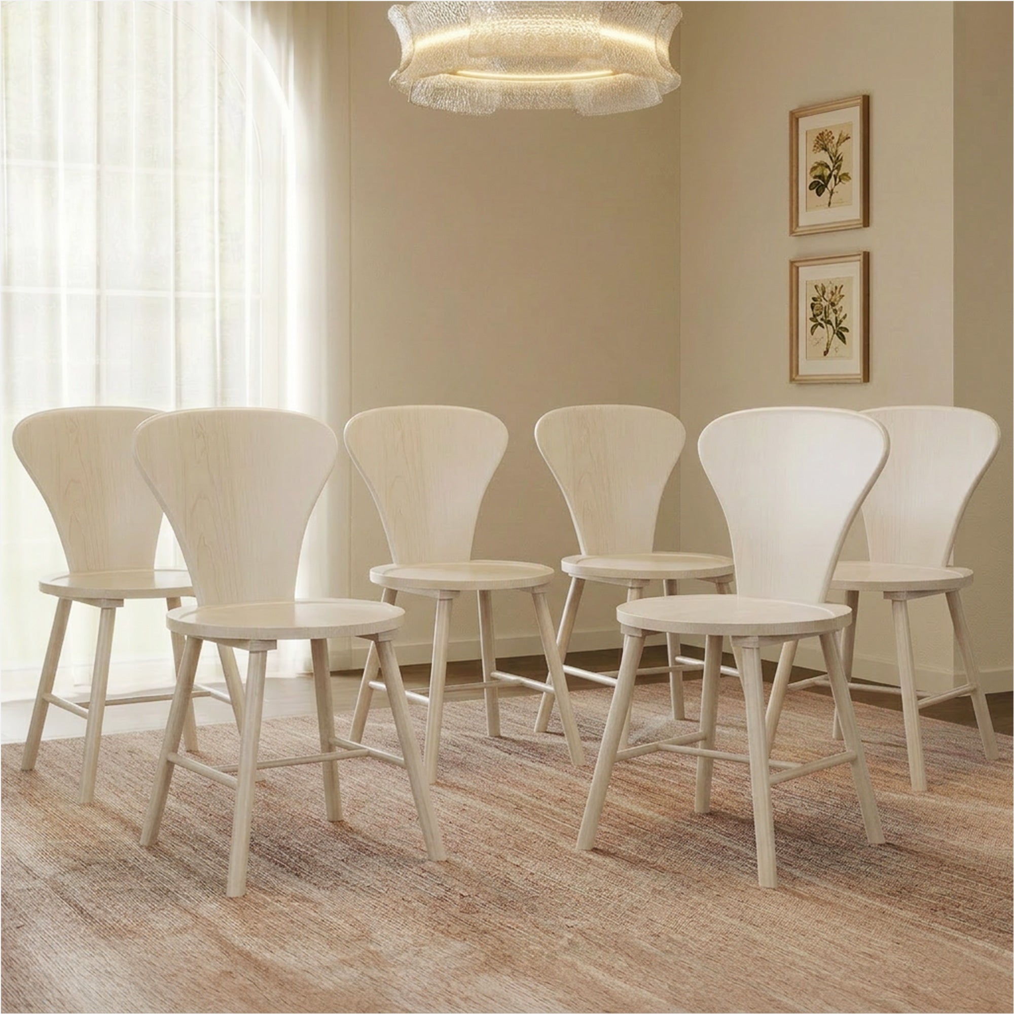 Cas Modern Solid-Wood Dining Chairs, Fluted Style