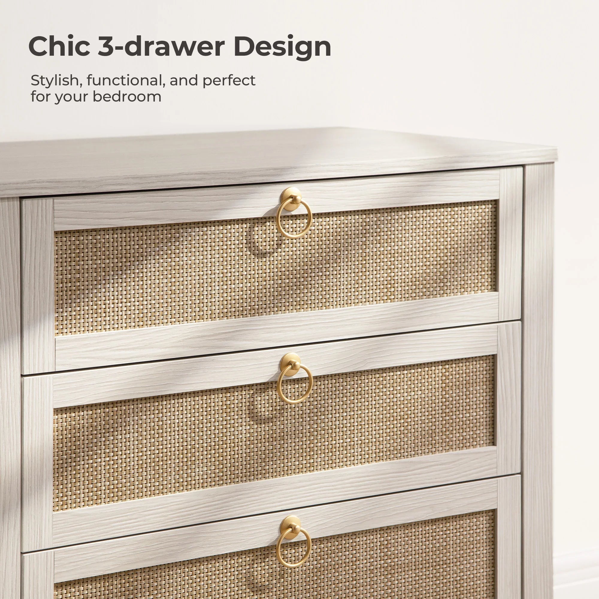 Terra 6 Drawers Dresser And Nightstands Sets, Golden Handle