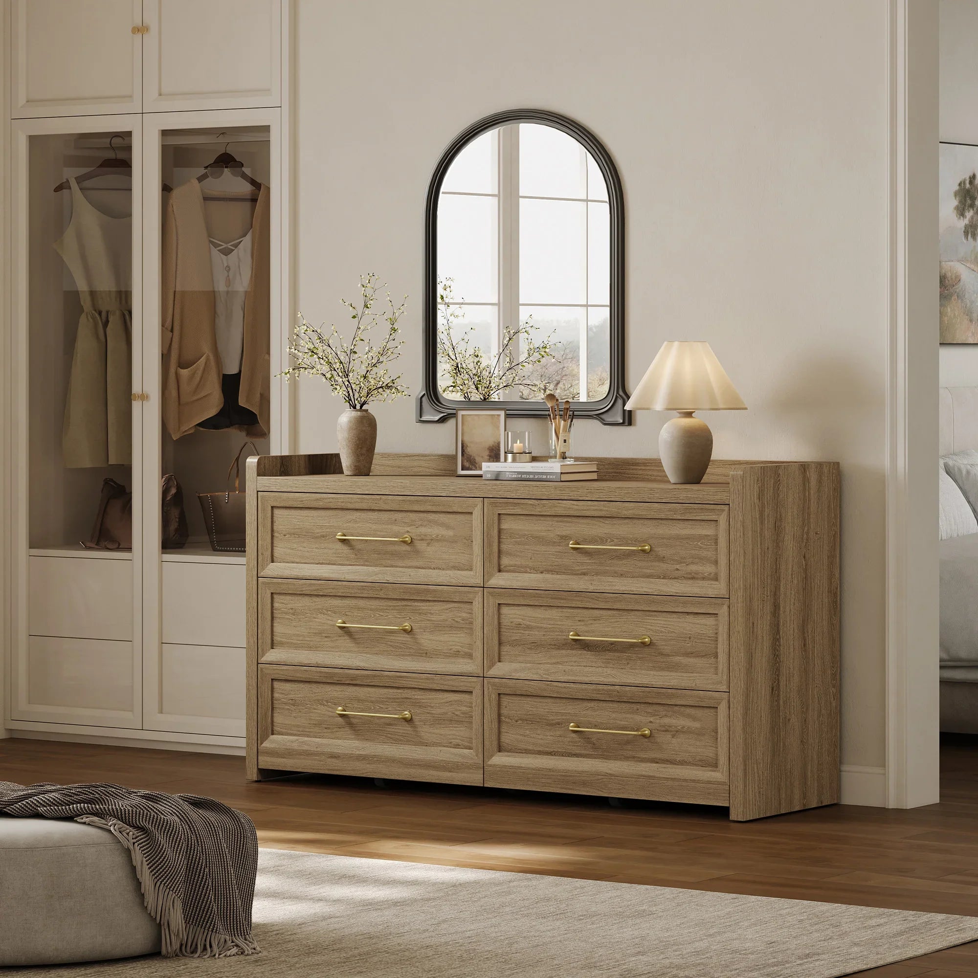 Helio 6-Drawer Dresser and Nightstands Set For Living Room