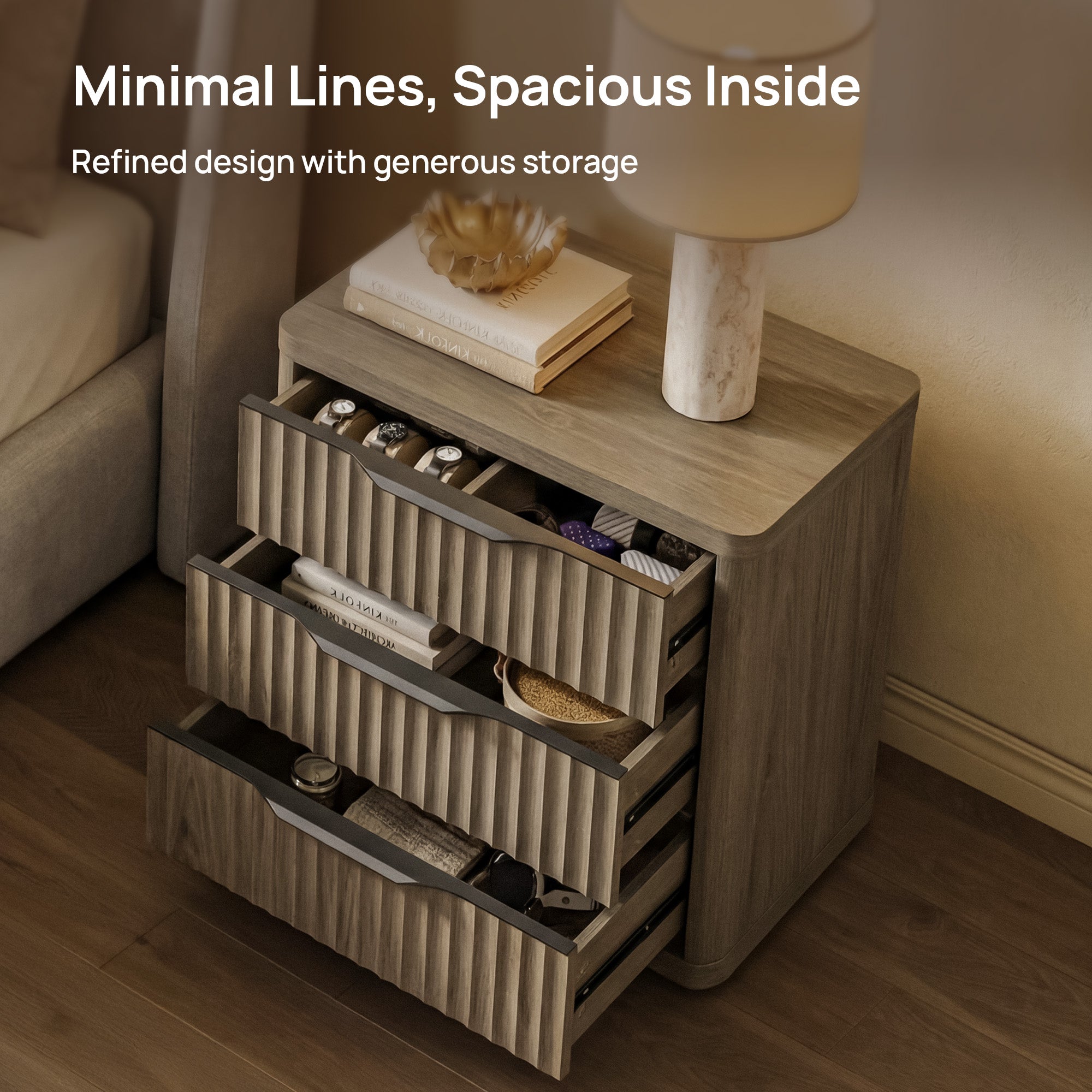 Cas 3 Drawers Dresser, Black Handle
