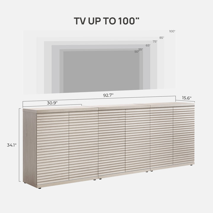 Stria Fluted Sideboards with 2 Doors, Set of 3