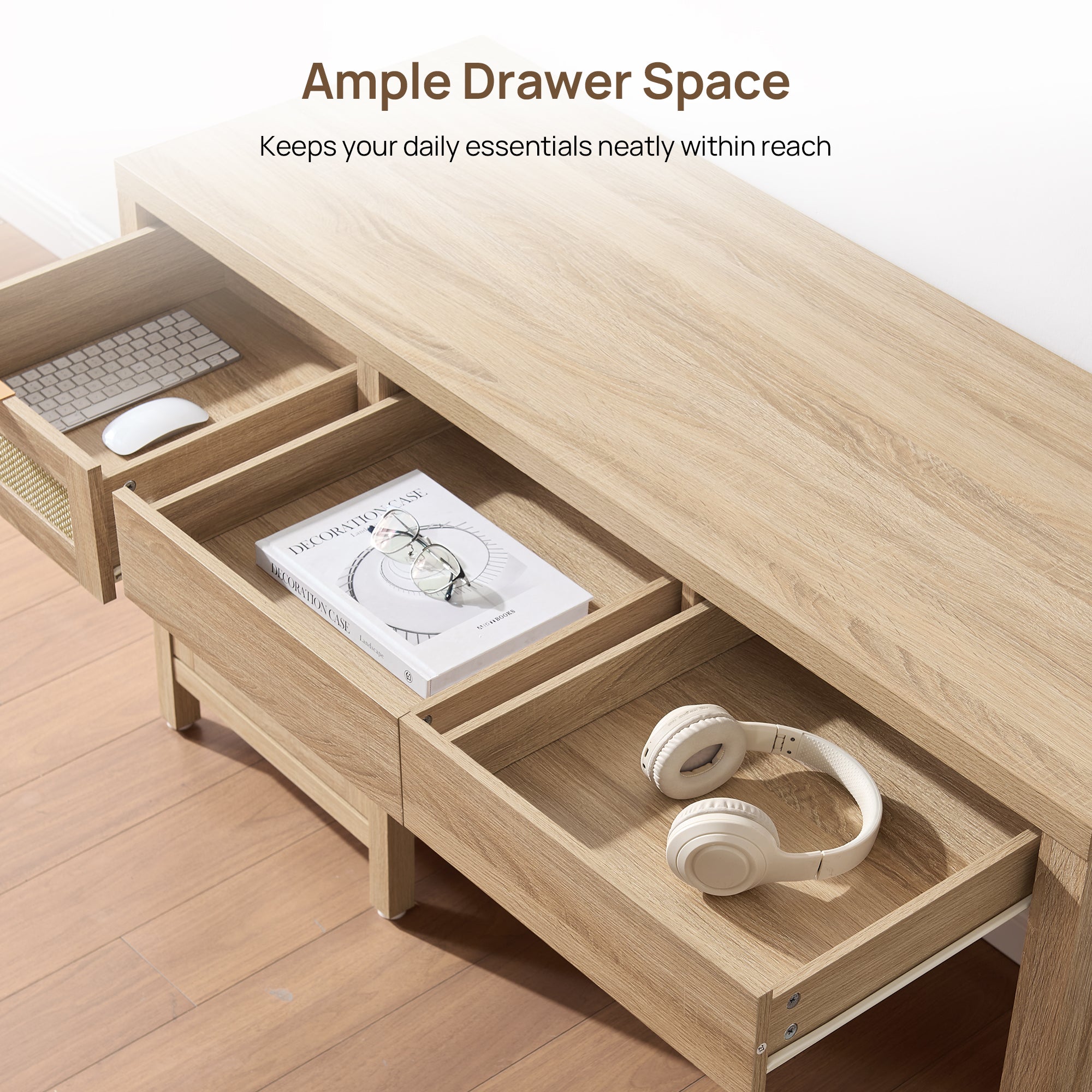 Savanna Rattan Computer Desk, 55-Inch Wide