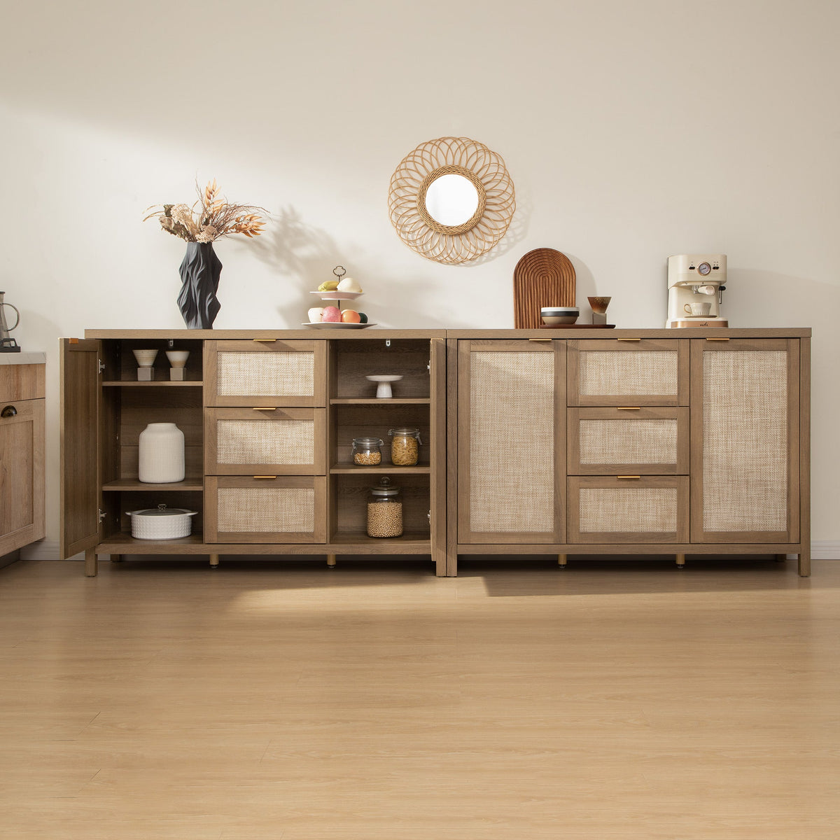 Savanna Sideboard Cabinets - 1 Piece - Reclaimed Caramel Oak