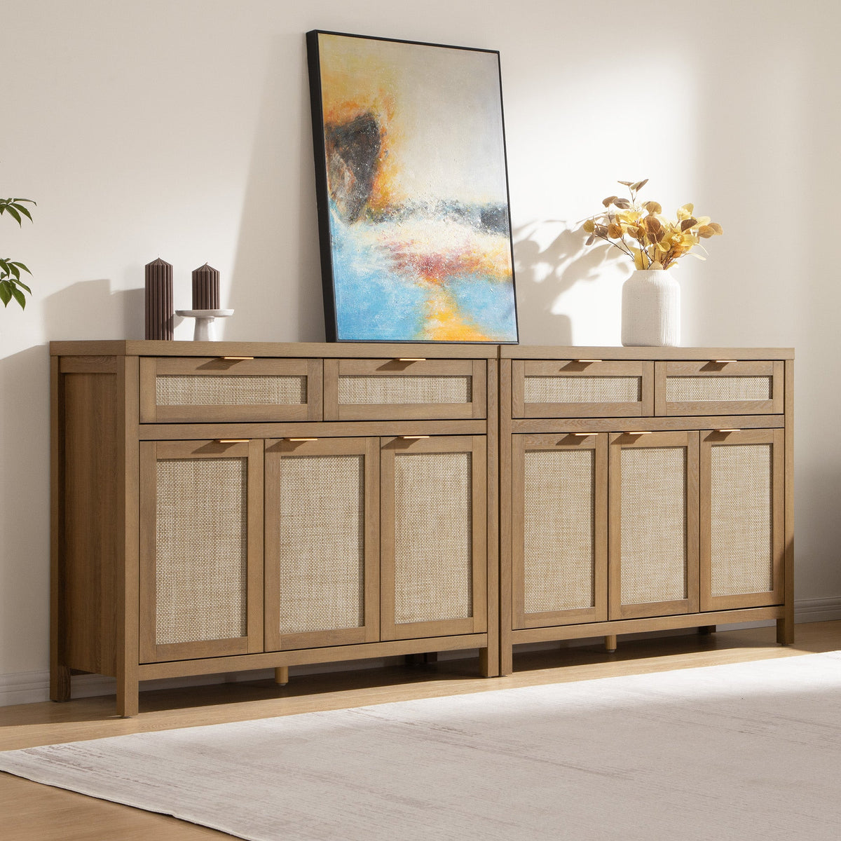 Savanna Sideboard Cabinet, Flexible Storage, Set of 2