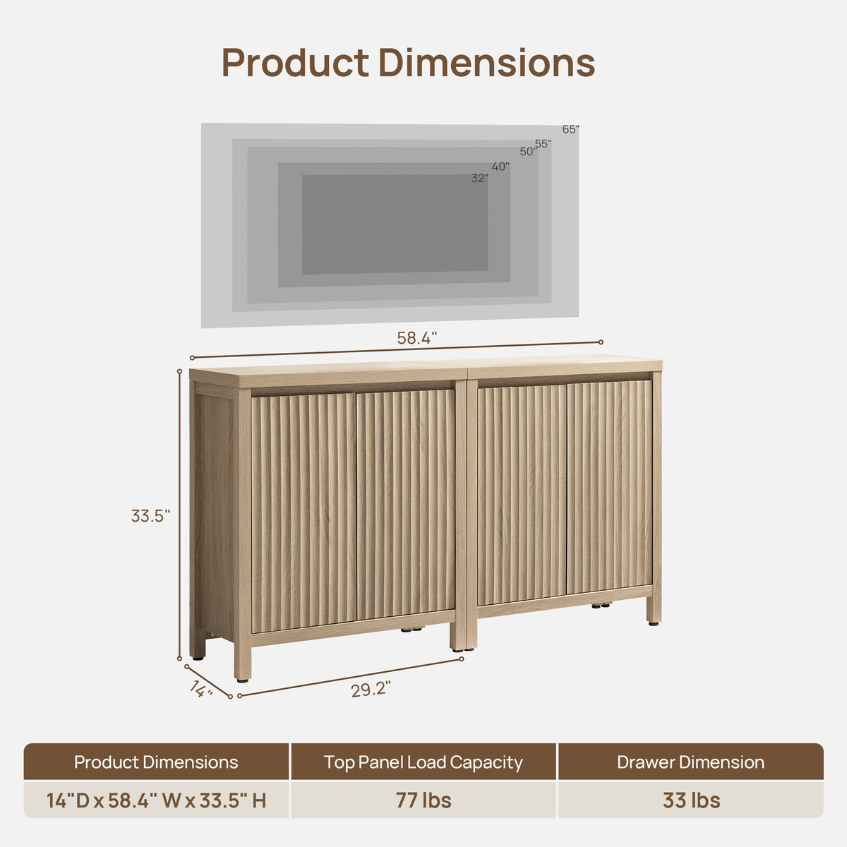 Prelude Modern TV Console Up to 95'' TVs, Set of 2