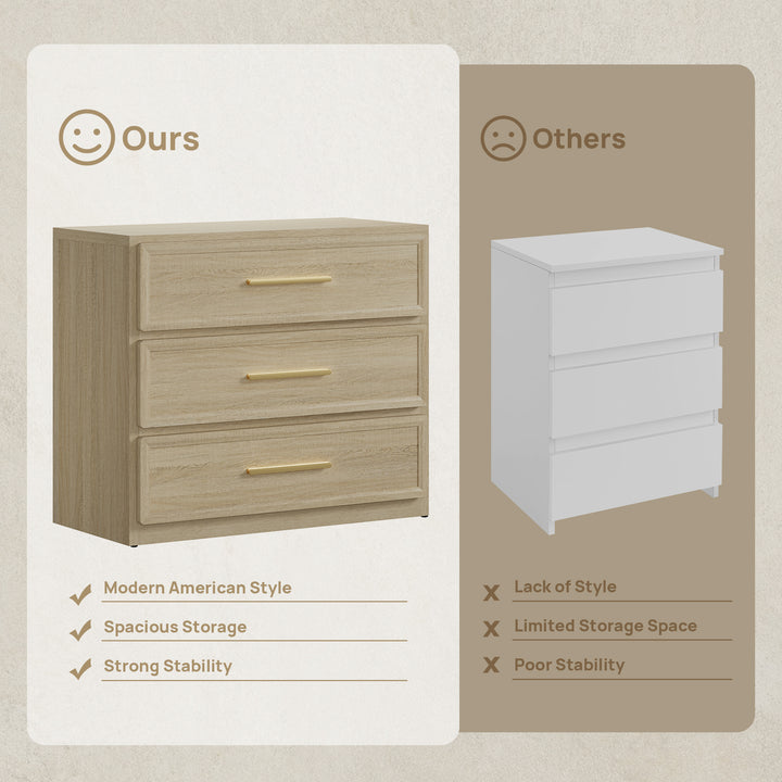 Crescent Nightstand, 3 Drawers