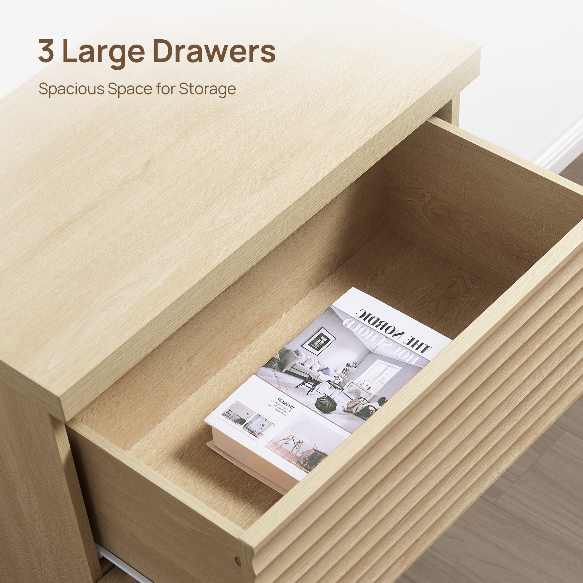 Stria Dresser and Nightstands Set, Large Storage