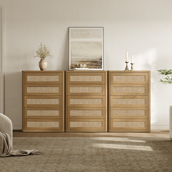 Zura Rattan Dresser, 5 Drawers