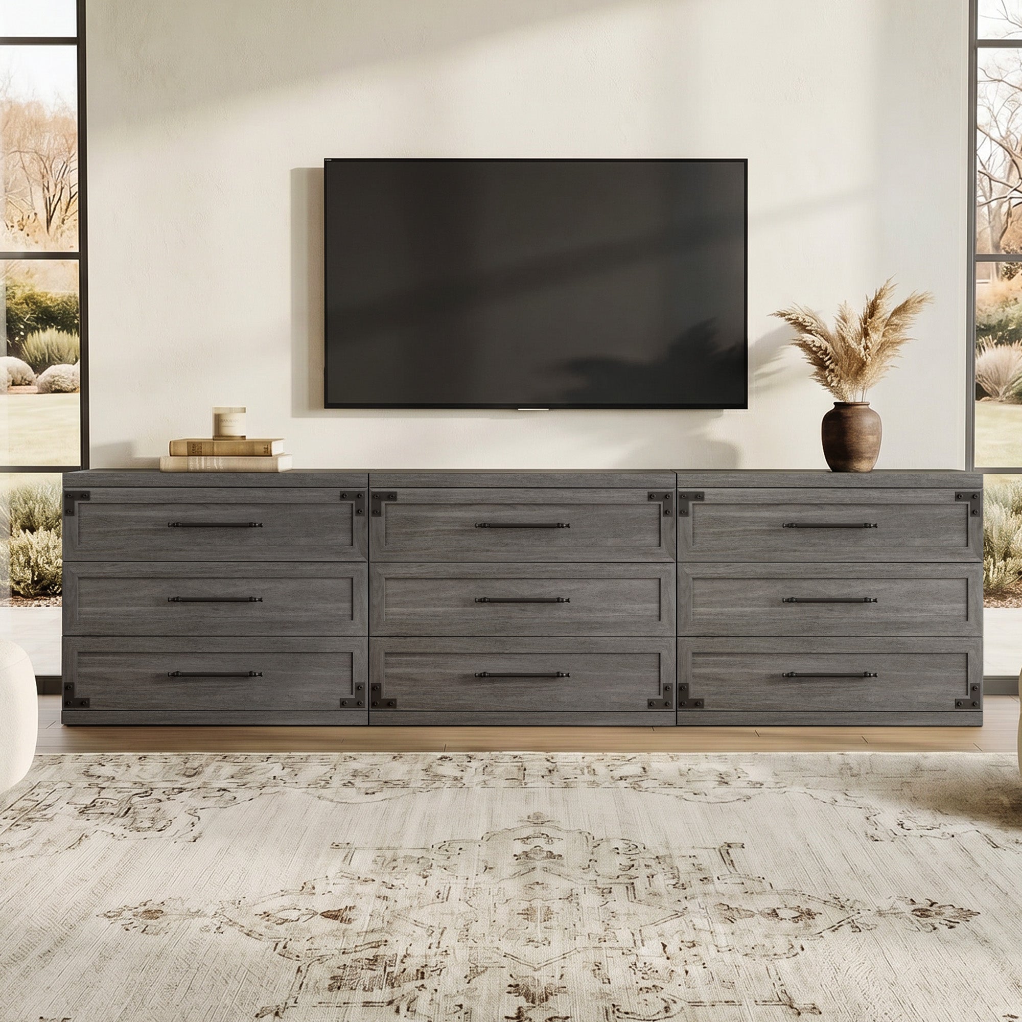 Willow 3-Drawers Nightstands Set - 2 Pieces - Oak Brown
