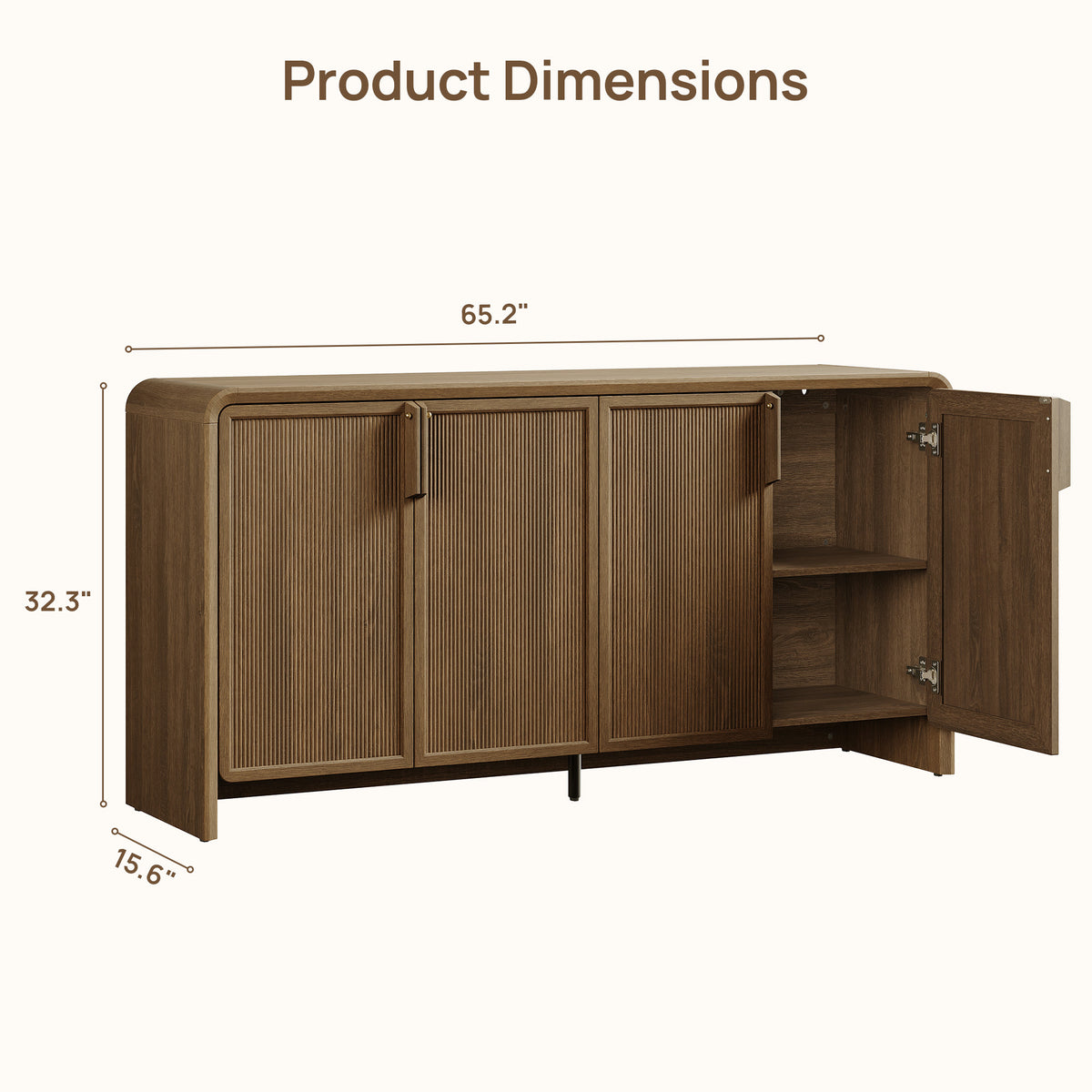 Alina Storage Cabinet, 65Inch Wide, Set of 2