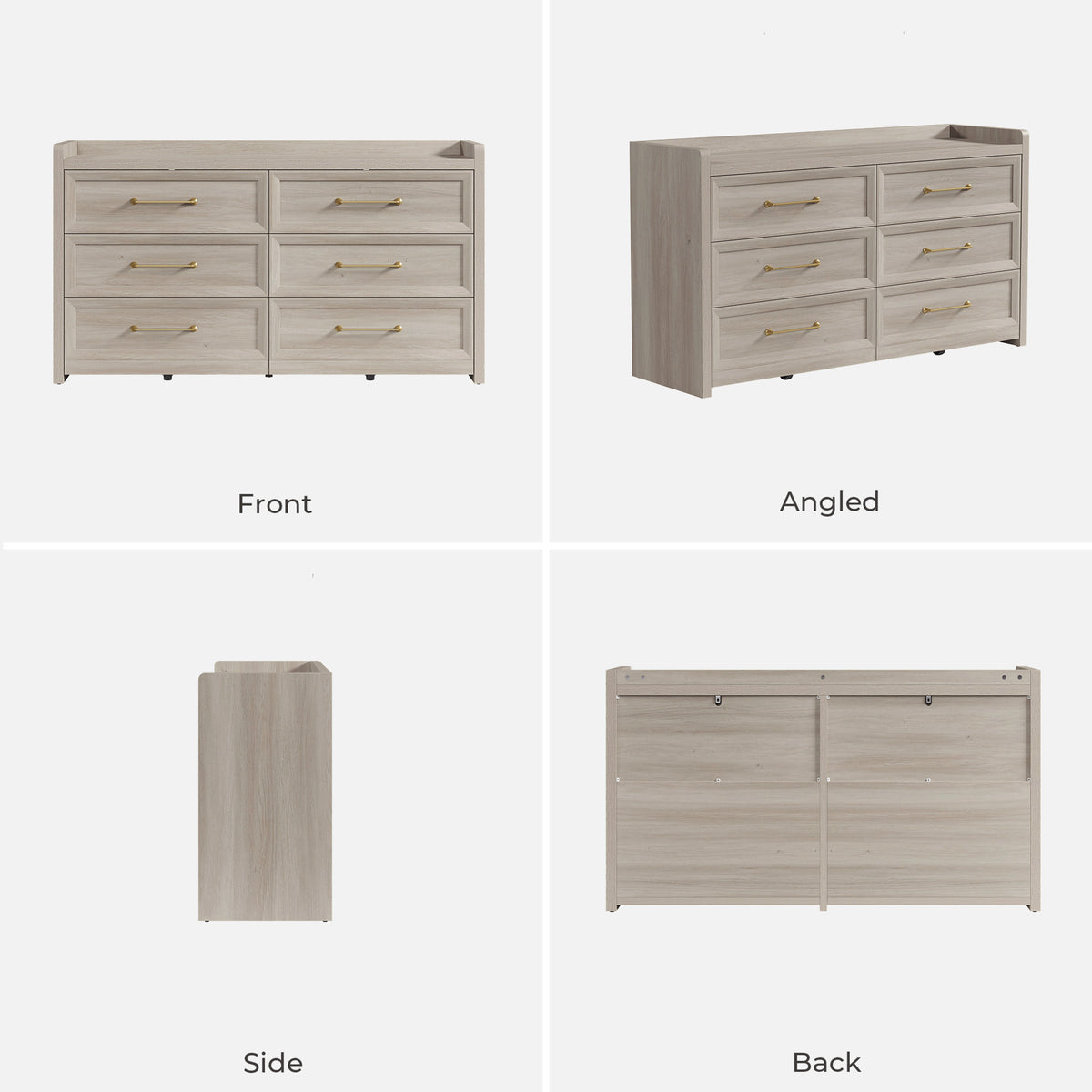 Helio 6 Drawers Dresser, 56'' Wide, Set of 2