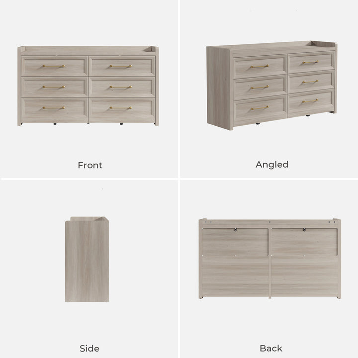 Helio 6 Drawers Dresser, 56'' Wide, Set of 2