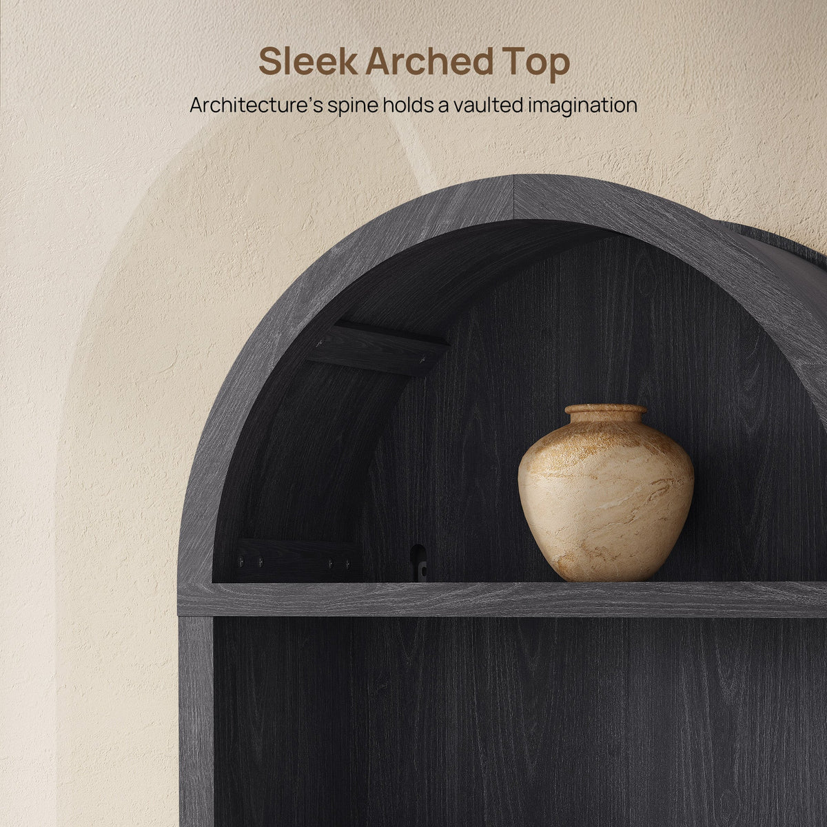 Cas Modern Arched Bookcase, Large Storage, Set of 3