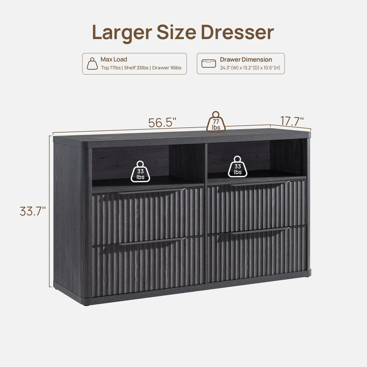Cas Horizontal Chest, Open Drawers, Set of 2