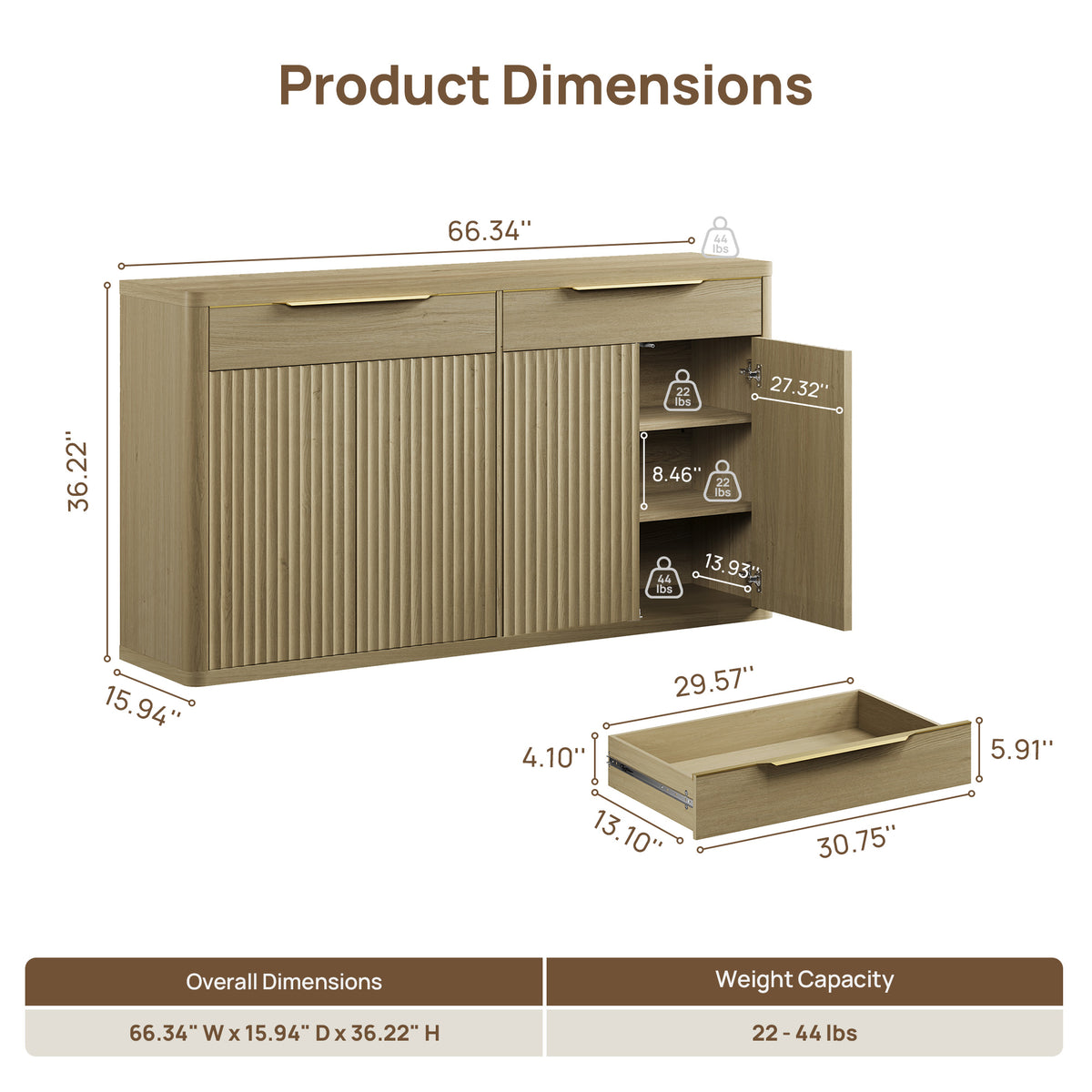 Cas Buffet Cabinet, Natural