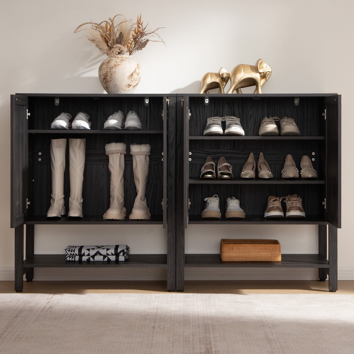 Terra Black Shoe Cabinet, 2 Doors