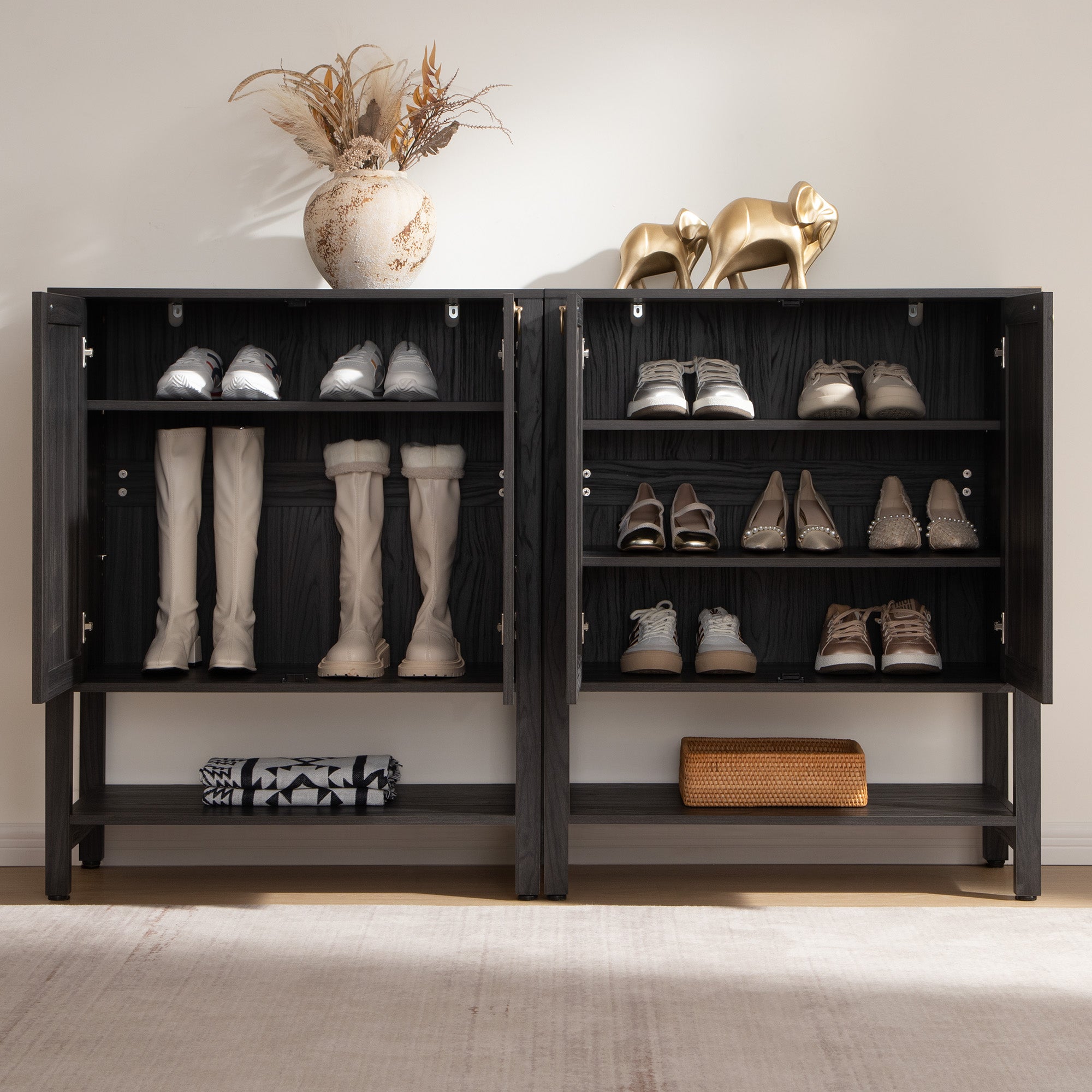 Terra Black Shoe Cabinet, 2 Doors