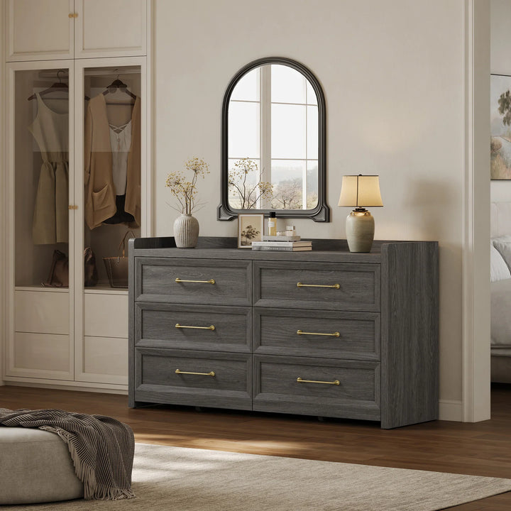 Helio 6-Drawer Dresser and Nightstands Set For Bedroom