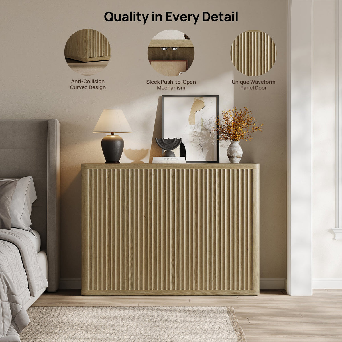Cas Sideboard Cabinet with 3 Doors, Set of 2