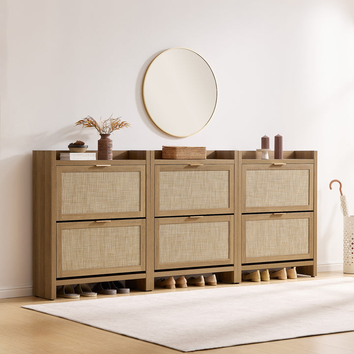 Savanna Rattan Double Flip Shoe Cabinet
