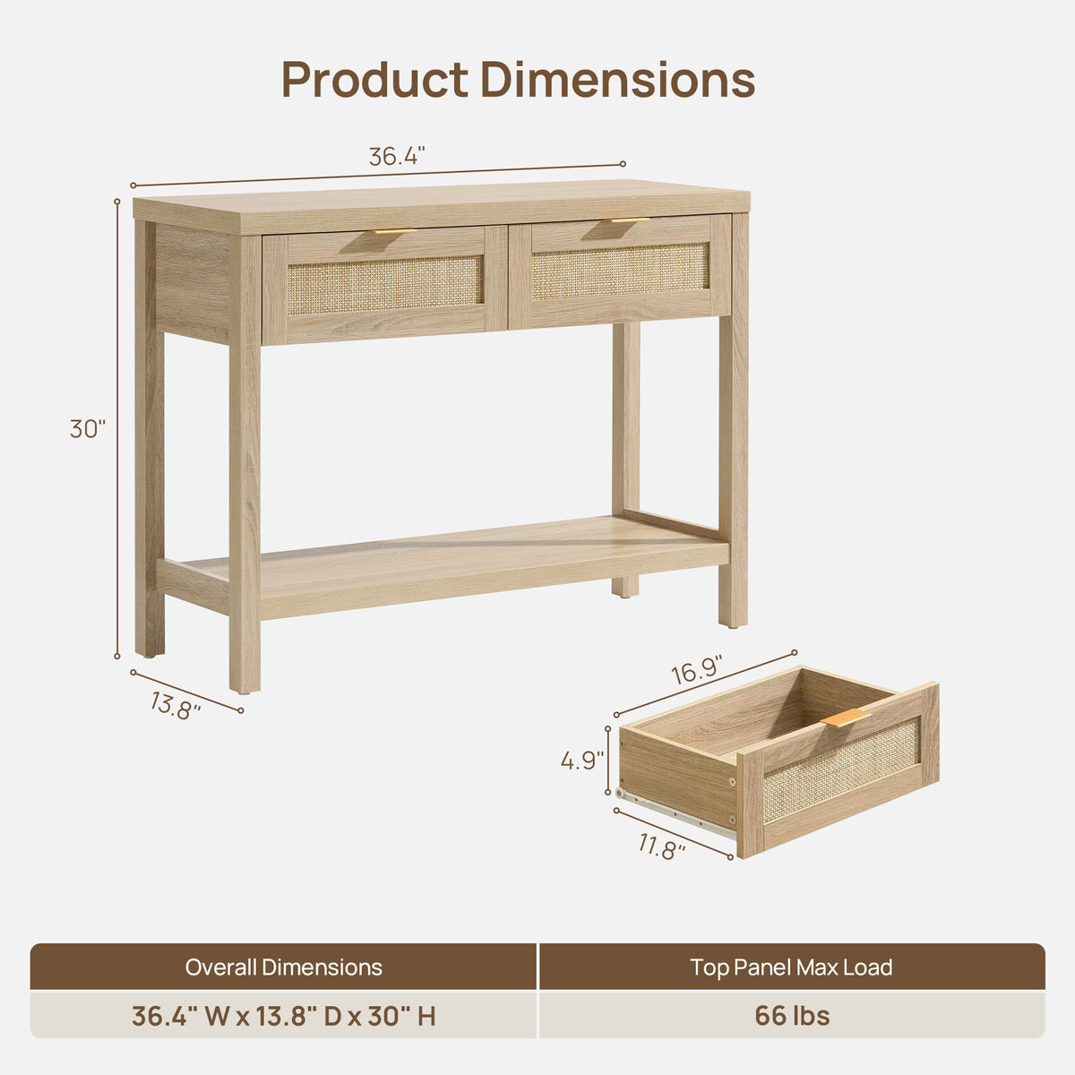 Savanna Rattan Console Table for Entryway