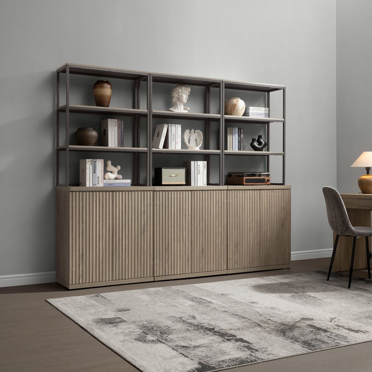 Stria Bookshelf with Storage, Set of 2