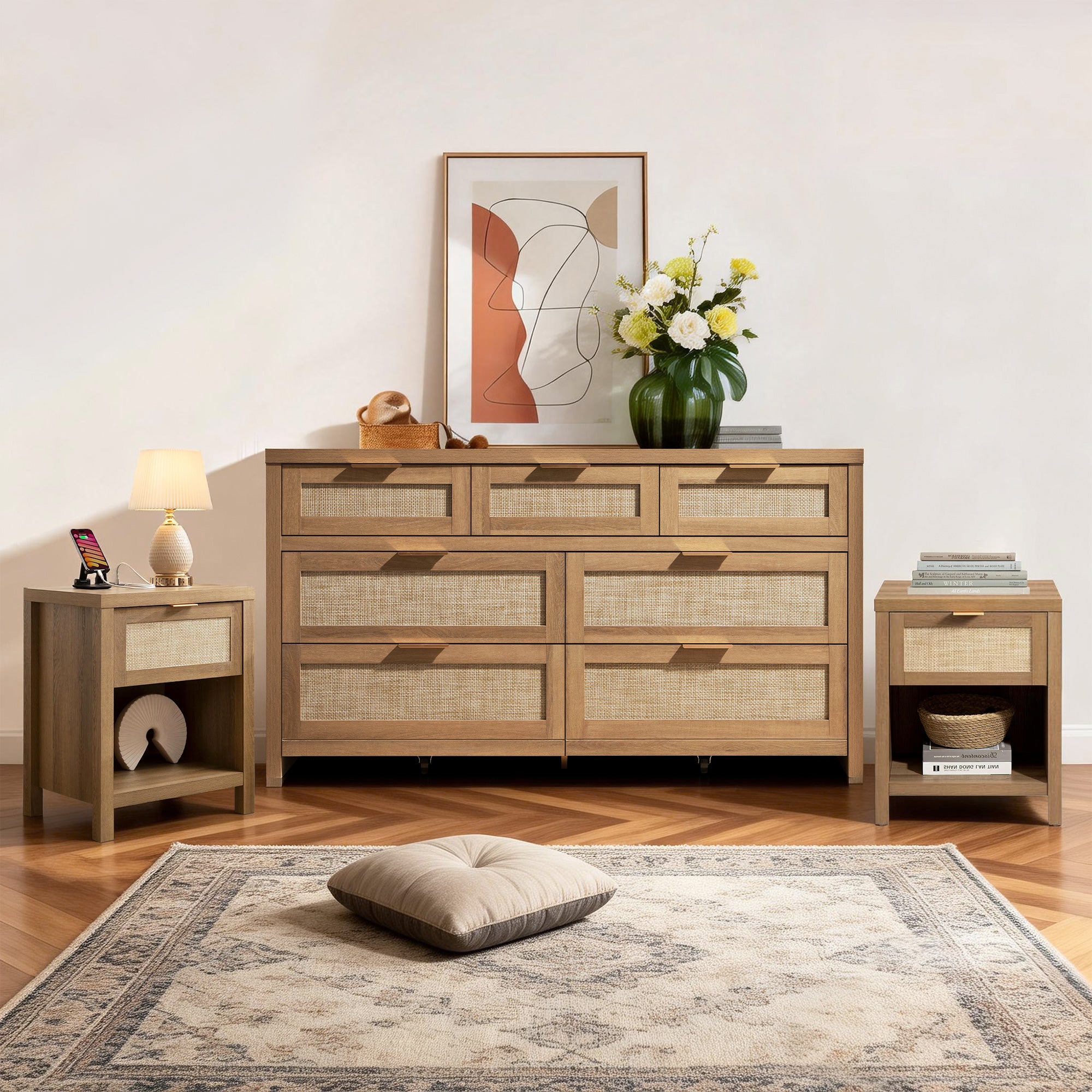 Savanna Cabinet Bedroom Set with Charging Station