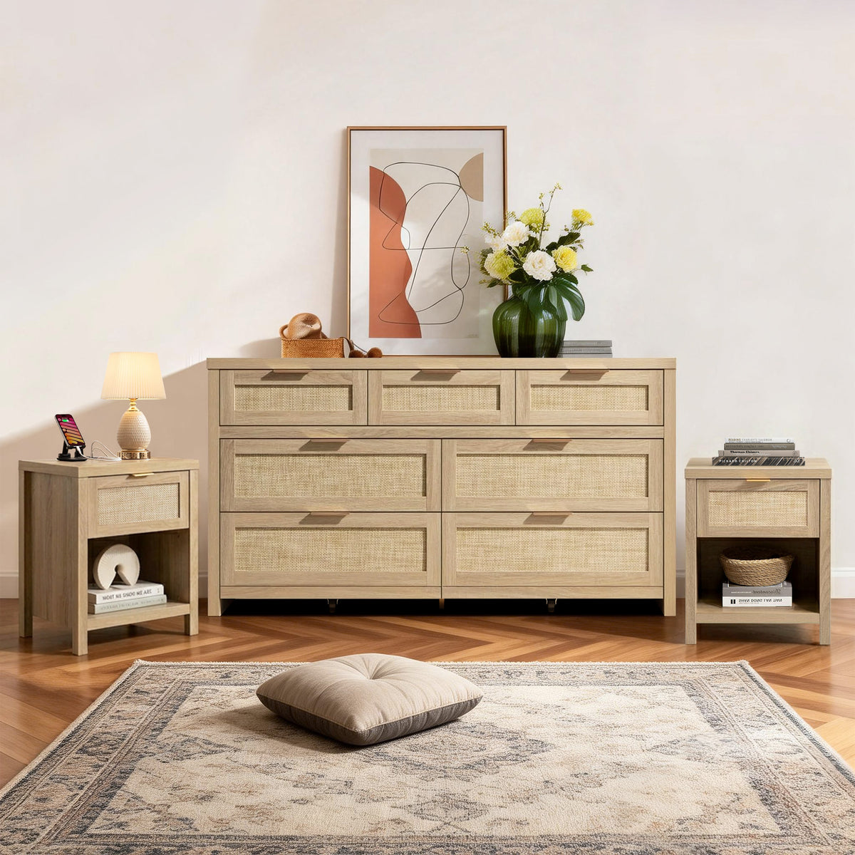 Savanna Cabinet Bedroom Set with Charging Station