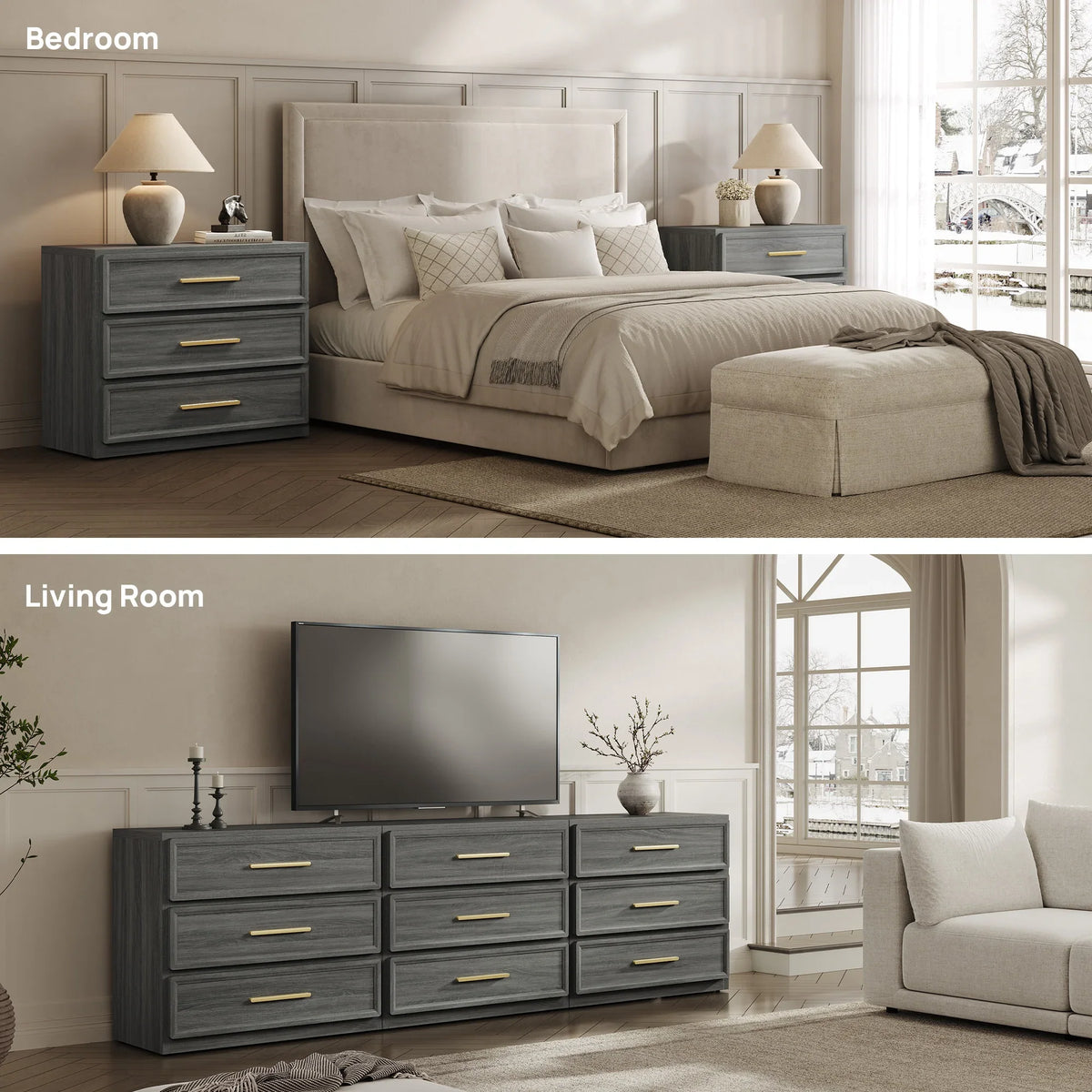 Crescent Modular 9 Drawers Dresser, 93.9 Inch Wide