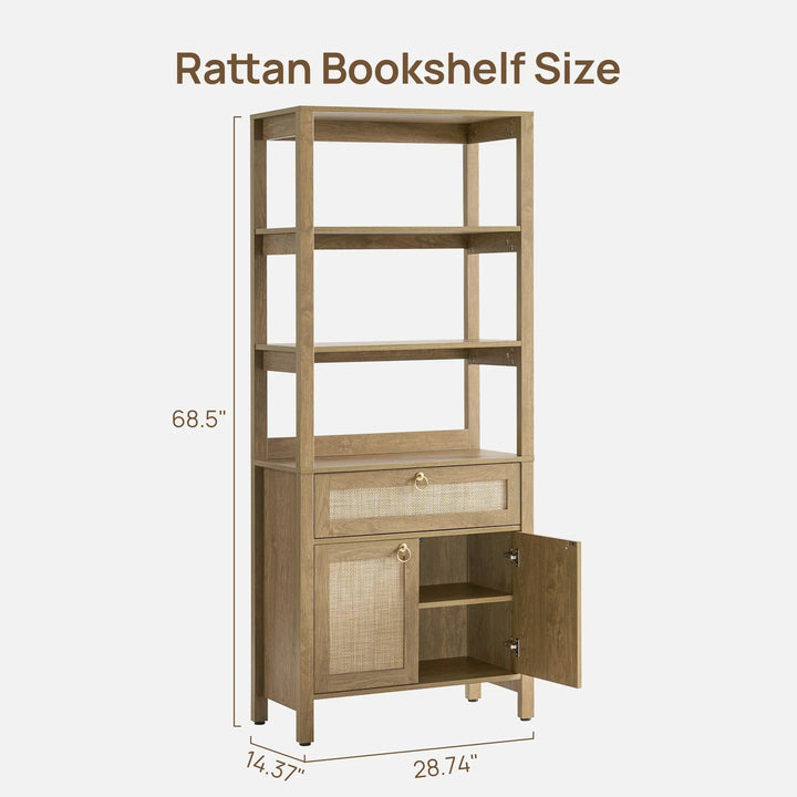 Terra 68.5Inch Bookshelf with Drawers