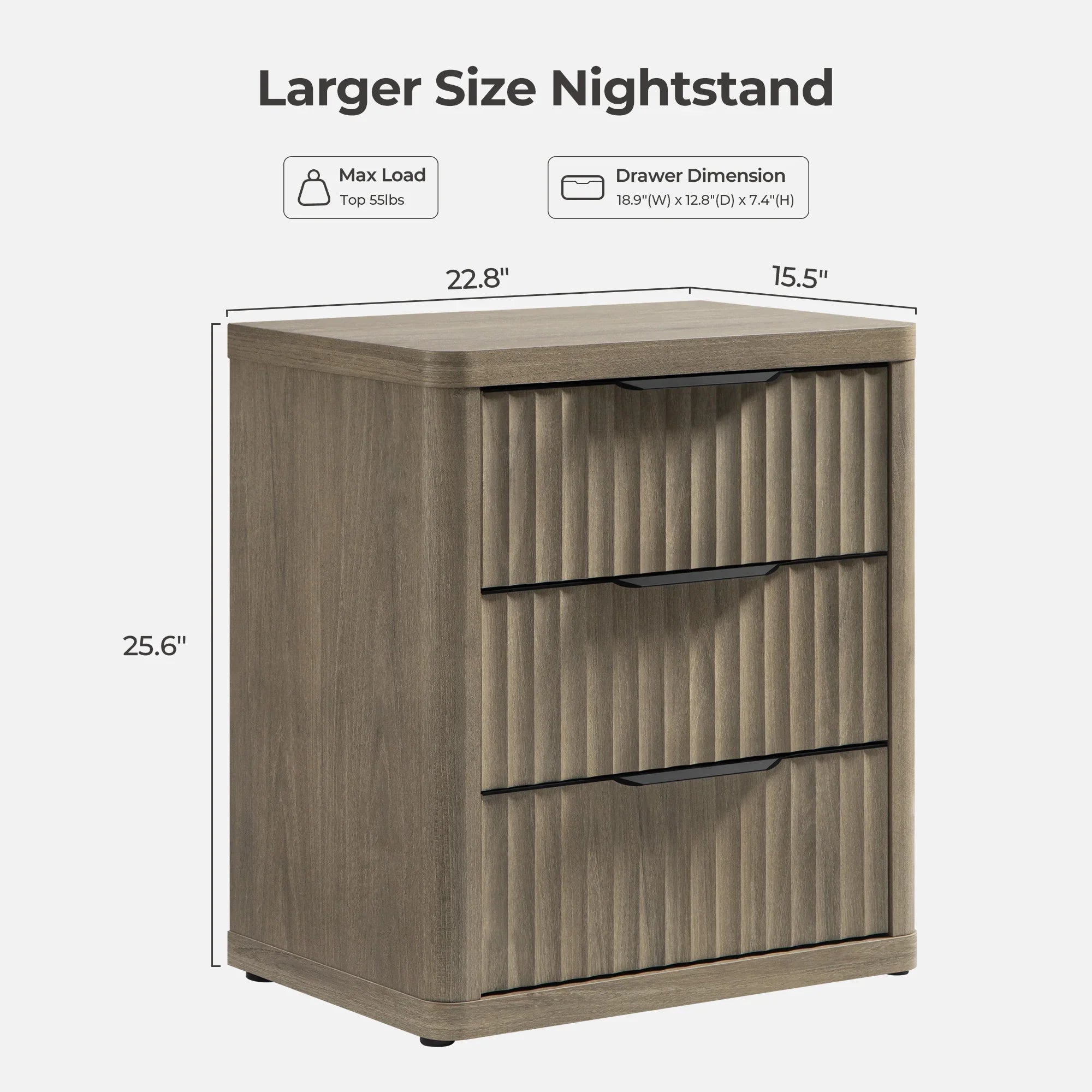 Cas 3 Drawers Dresser, Black Handle