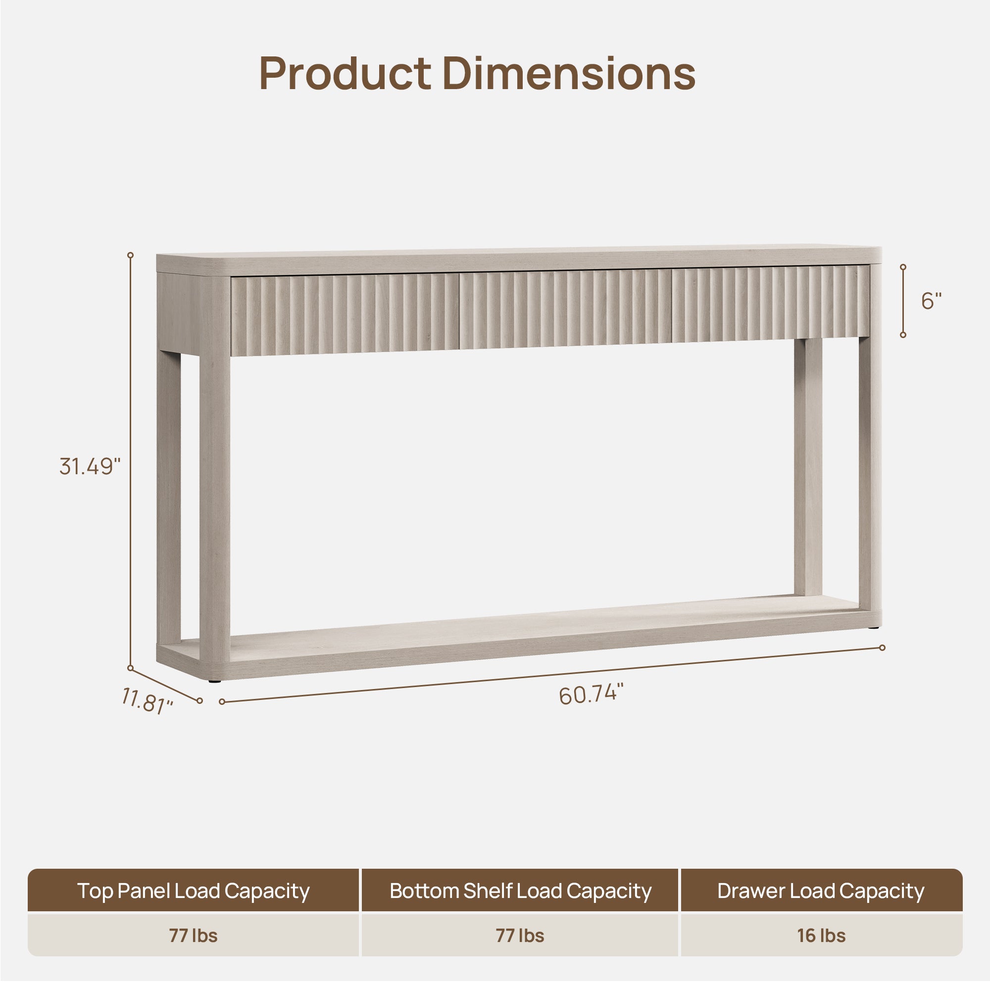 Cas Modern Console Table with 3 Drawers