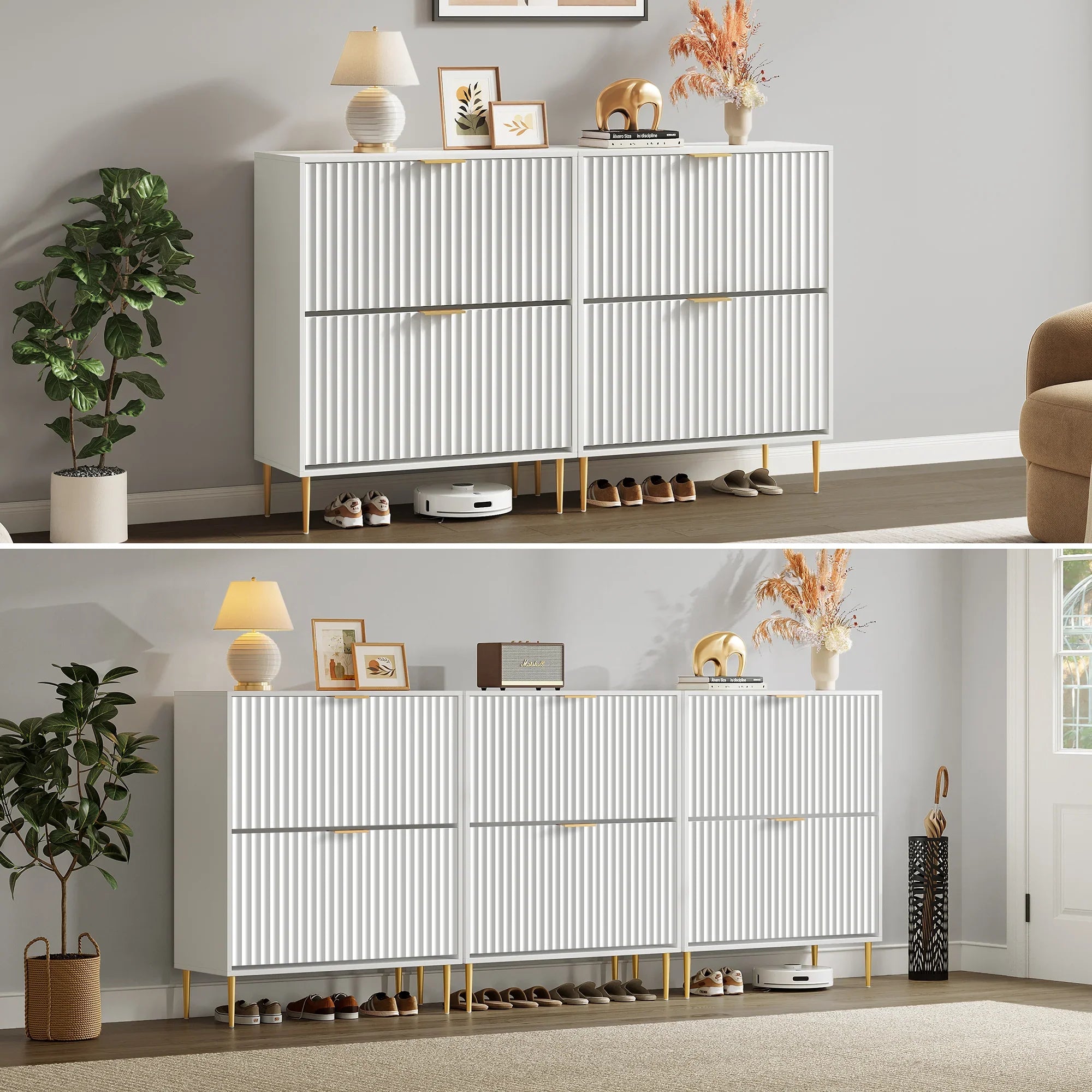 Opus Double Flip Drawer Shoe Cabinet