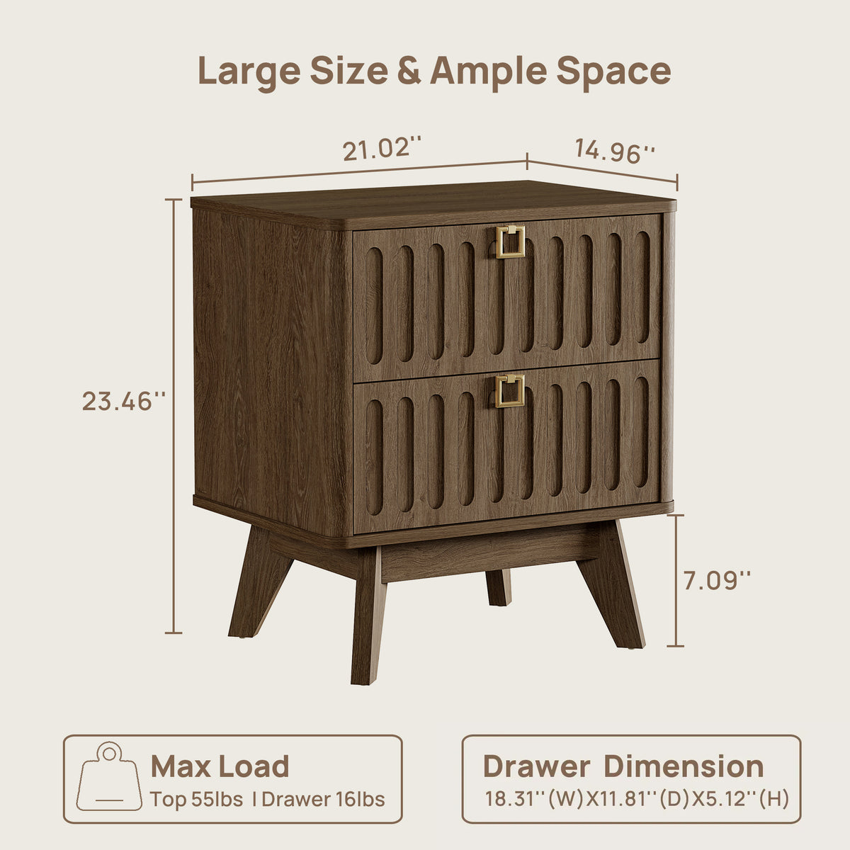 Domus Minimalist Nightstand, Set of 2