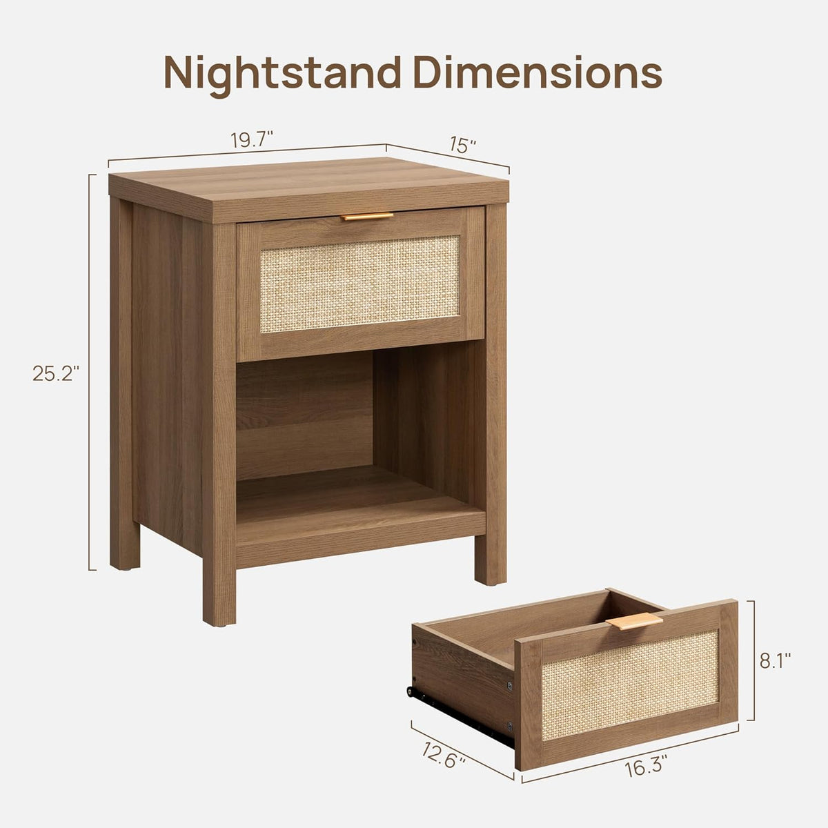 Savanna Rattan Nightstand - 2 Pieces - Reclaimed Light Oak