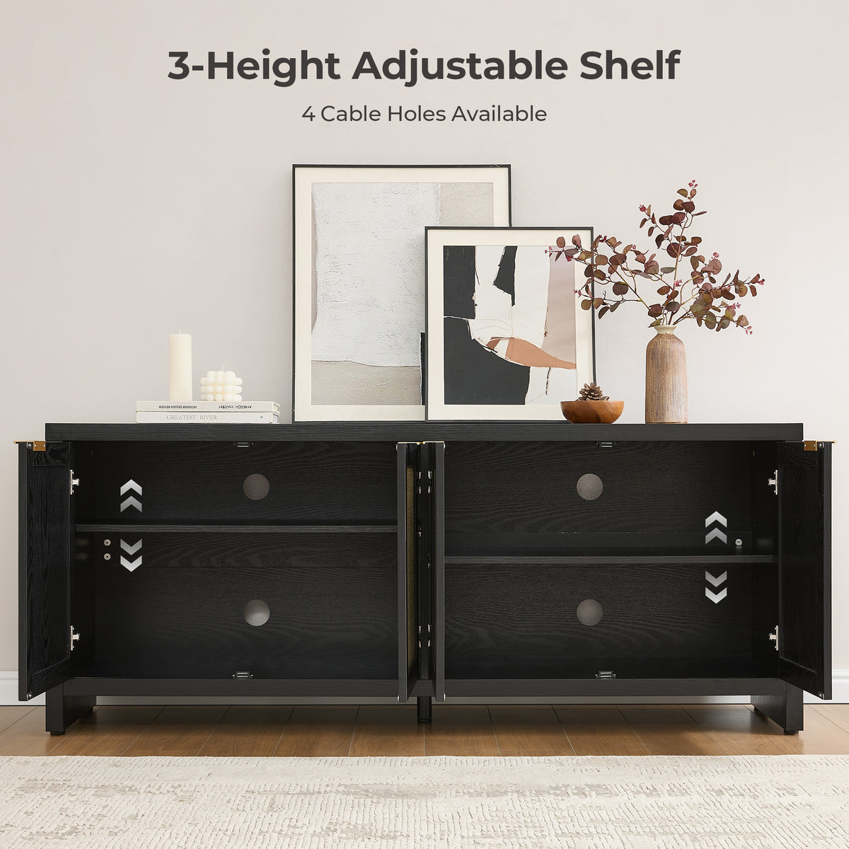 Savanna TV Storage Cabinet with 4 Doors, up to 65Inch