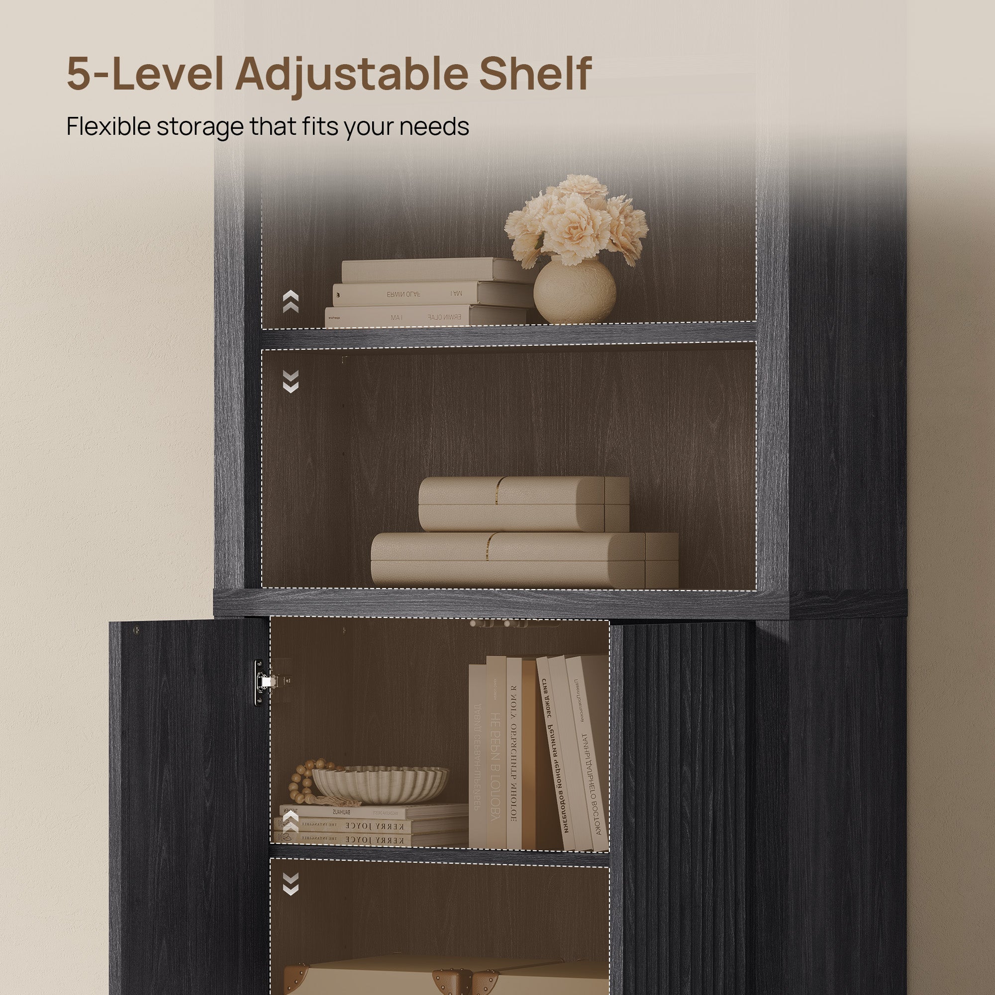 Cas Arched Bookcase with 2 Doors, 82 Inches Tall