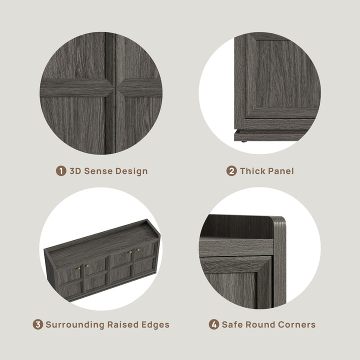 Helio Black Sideboard with 4 Doors