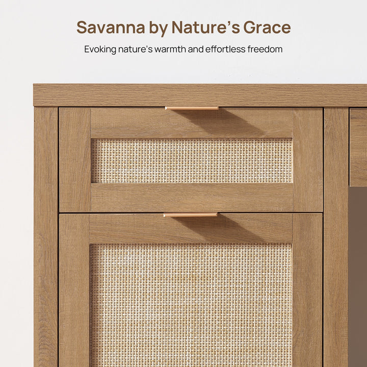 Savanna Rattan Computer Desk, 55-Inch Wide, Set of 2