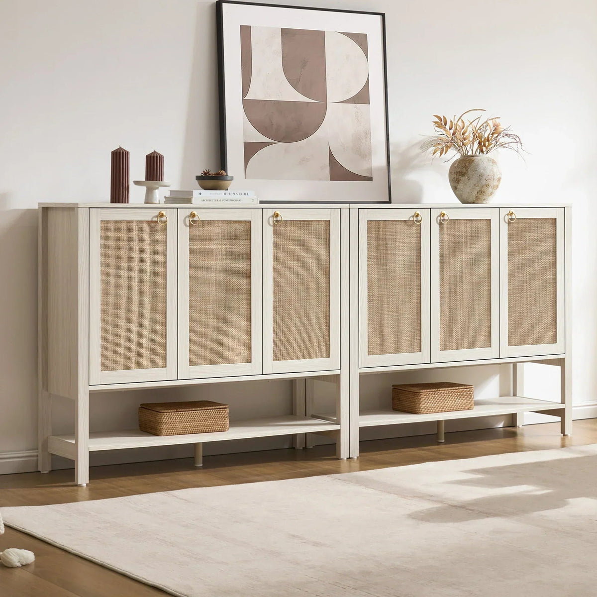 Terra White Shoe Cabinet, Up to 48 Pairs, Set of 2