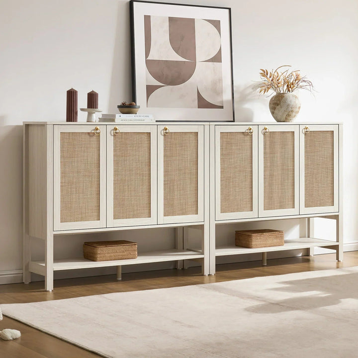 Terra White Shoe Cabinet, Up to 48 Pairs, Set of 2