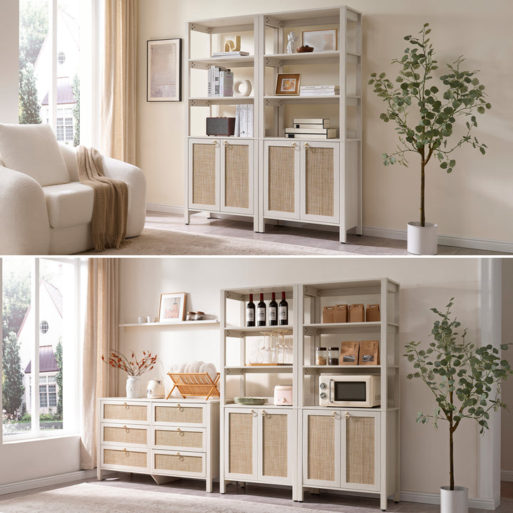 Terra Rattan White Bookshelf, 2 Doors