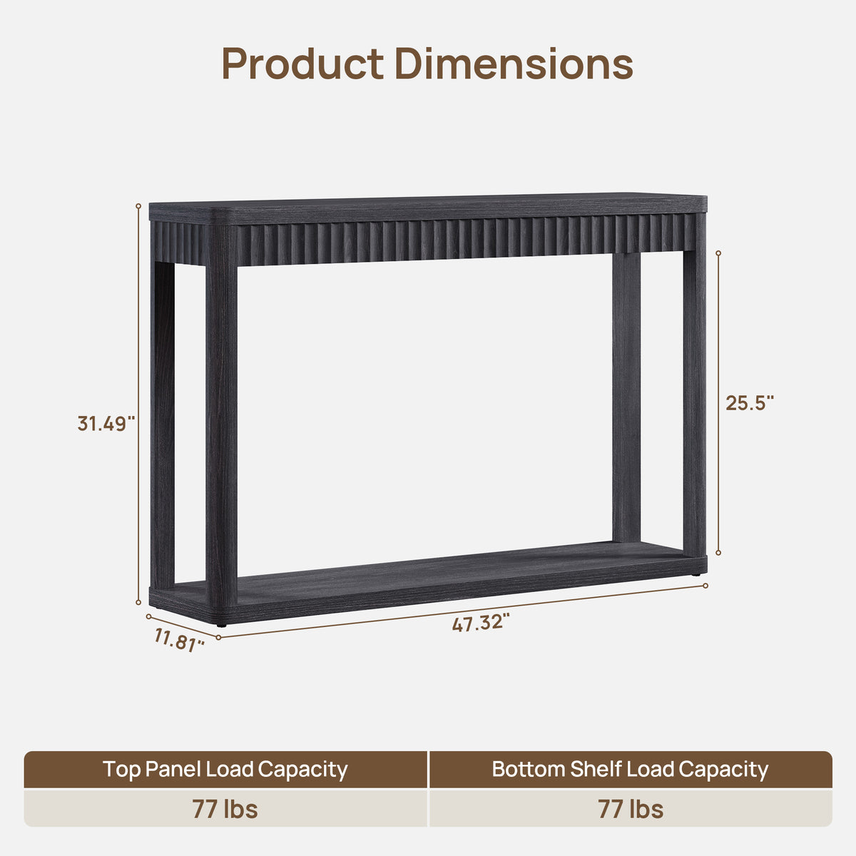 Cas Console Table Entryway, Fluted Design