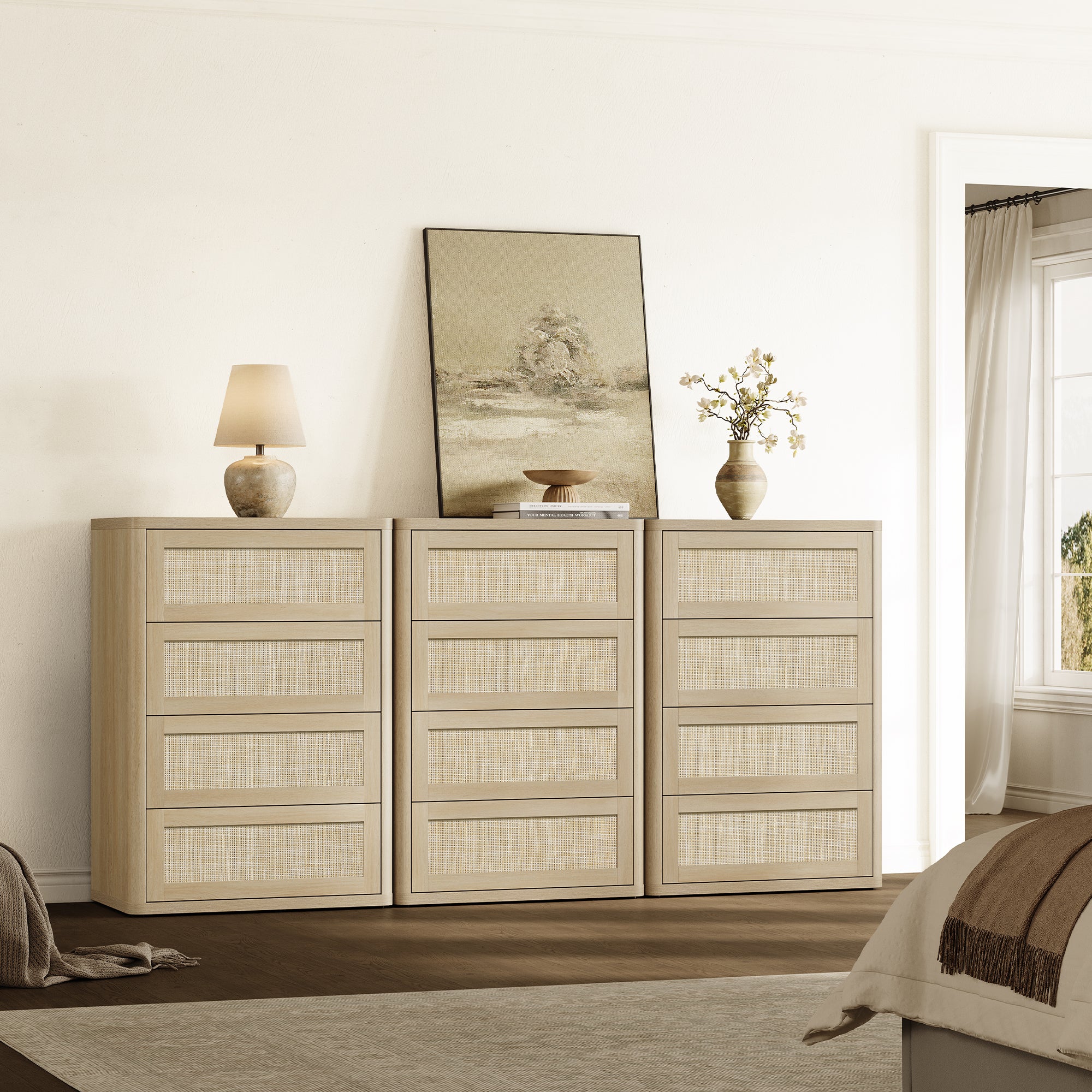 Zura Rattan Dresser with 4 Spacious Drawers